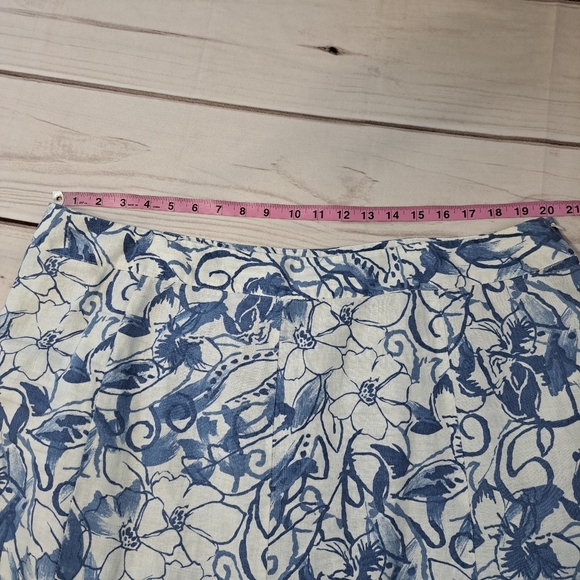 JM Collection Blue and White Linen Skirt Size 18w - Picture 4 of 13